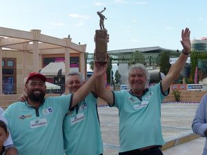 Maison Durk, Pascal Miléi et Marco Foyot, vainqueurs de cette 1ère édition de l'Odyssée à Pétanque de Montpellier.