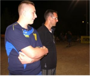 Ici aux côtés de Nicolas Arlès lors des parties finales du Grand-Prix doublettes de La Primaube.